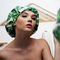 Verfügbare Baumwolle 100% grüner Blatt-Druck-Breathable Duschkappe ODM für langes Haar