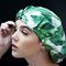 Verfügbare Baumwolle 100% grüner Blatt-Druck-Breathable Duschkappe ODM für langes Haar